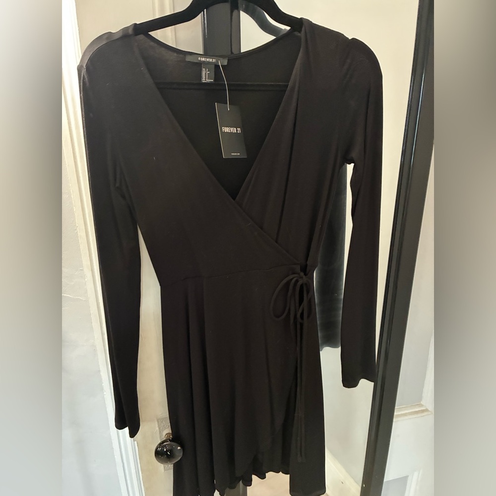 Forever 21 Black Wrap Mini Dress